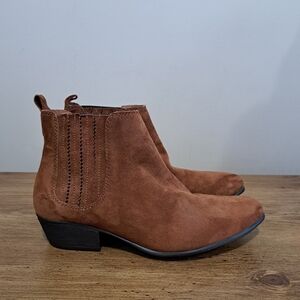 Steve Madden Nylie Ankle Boots Suede Tan Brown Booties Womens Size 10 Western